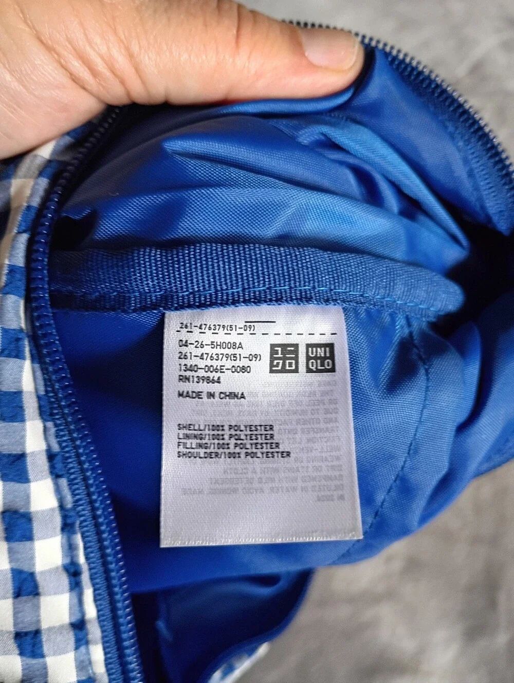 Uniglo Blue and White Gingham Round Mini Crossbody Sling Bag - Picture 6 of 6